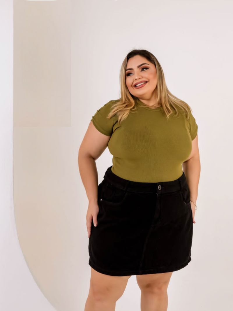 Saia jeans plus size